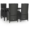vidaXL Ensemble à manger de jardin coussins 5pcs Noir Résine tressée