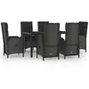 vidaXL Ensemble à manger jardin et coussins 7 pcs Noir et gris Rotin
