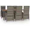 vidaXL Ensemble à manger jardin et coussins 7 pcs gris rotin