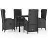 vidaXL Ensemble à manger de jardin coussins 5pcs Noir Résine tressée