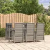 vidaXL Ensemble à manger jardin et coussins 7 pcs gris rotin