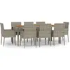 vidaXL Ensemble à manger de jardin 9 pcs coussins gris résine tressée