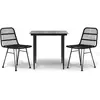 vidaXL Ensemble à manger de jardin 3 pcs Noir Résine tressée