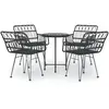 vidaXL Ensemble à manger de jardin 5 pcs Noir Résine tressée
