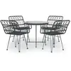 vidaXL Ensemble à manger de jardin 5 pcs Noir Résine tressée