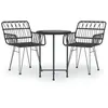 vidaXL Ensemble à manger de jardin 3 pcs Noir Résine tressée