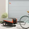 vidaXL Remorque de vélo noir et orange 30 kg fer