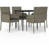 vidaXL Ensemble à manger de jardin coussins 5 pcs noir et gris