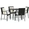 vidaXL Ensemble à manger de jardin coussins 5pcs Noir Résine tressée