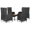 vidaXL Ensemble à manger de jardin coussins 5pcs Noir Résine tressée