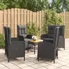 vidaXL Ensemble à manger de jardin coussins 5pcs Noir Résine tressée