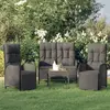 vidaXL Ensemble à manger de jardin avec coussins 3 pcs Noir