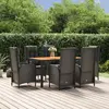 vidaXL Ensemble à manger de jardin coussins 7pcs Noir Résine tressée