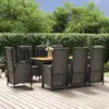 vidaXL Ensemble à manger jardin 9pcs et coussins noir résine tressée