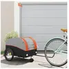 vidaXL Remorque de vélo noir et orange 45 kg fer