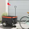 vidaXL Remorque De Vélo Noir Et Orange 30 Kg Fer