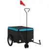 vidaXL Remorque de vélo noir et bleu 30 kg fer