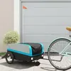 vidaXL Remorque de vélo noir et bleu 45 kg fer