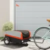 vidaXL Remorque de vélo noir et orange 45 kg fer