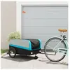 vidaXL Remorque de vélo noir et bleu 45 kg fer