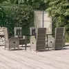 vidaXL Ensemble à manger jardin et coussins 7 pcs Noir et gris Rotin