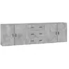 vidaXL Buffets 3 pcs gris béton bois d'ingénierie