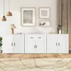 vidaXL Buffets 3 pcs Blanc Bois d'ingénierie