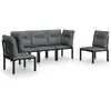vidaXL Salon de jardin 5 pcs noir et gris résine tressée