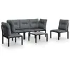 vidaXL Salon de jardin 6 pcs noir et gris résine tressée