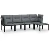 vidaXL Salon de jardin 5 pcs noir et gris résine tressée