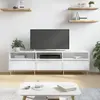 vidaXL Meuble TV blanc brillant 150x30x44,5 cm bois d'ingénierie