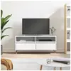 vidaXL Meuble TV blanc brillant 100x34,5x44,5 cm bois d'ingénierie