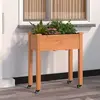vidaXL Jardinière sur roues avec doublure brun 71x37x80 cm bois sapin