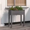 vidaXL Jardinière sur roues avec doublure gris 71x37x80 cm bois sapin