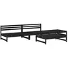 vidaXL Salon de jardin 4 pcs noir bois massif de pin