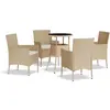 vidaXL Ensemble de bistro de jardin 5 pcs coussins beige poly rotin