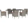 vidaXL Ensemble à manger jardin et coussins 7 pcs gris rotin
