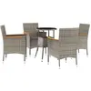 vidaXL Ensemble de bistro de jardin 5 pcs coussins gris poly rotin