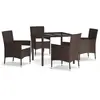 vidaXL Ensemble à manger de jardin 5 pcs et coussins marron poly rotin
