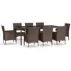 vidaXL Ensemble à manger de jardin et coussins 9 pcs marron poly rotin