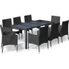 vidaXL Ensemble à manger jardin 9pcs et coussins noir résine tressée