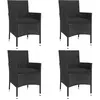 vidaXL Ensemble à manger de jardin coussins 5pcs Noir Résine tressée