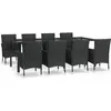 vidaXL Ensemble à manger jardin 9pcs et coussins noir résine tressée