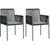 vidaXL Ensemble à manger de jardin coussins 3 pcs noir rotin et acier