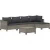 vidaXL Salon de jardin 6 pcs avec coussins Gris Résine tressée