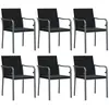 vidaXL Chaises de jardin avec coussins lot de 6 noir 56x59x84 cm rotin