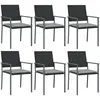 vidaXL Chaises de jardin et coussins lot de 6 noir 54x62,5x89 cm rotin