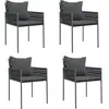 vidaXL Chaises de jardin avec coussins lot de 4 noir 54x61x83 cm rotin