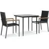 vidaXL Ensemble à manger de jardin 3 pcs noir textilène et acier