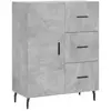 vidaXL Buffet gris béton 69,5x34x90 cm bois d'ingénierie